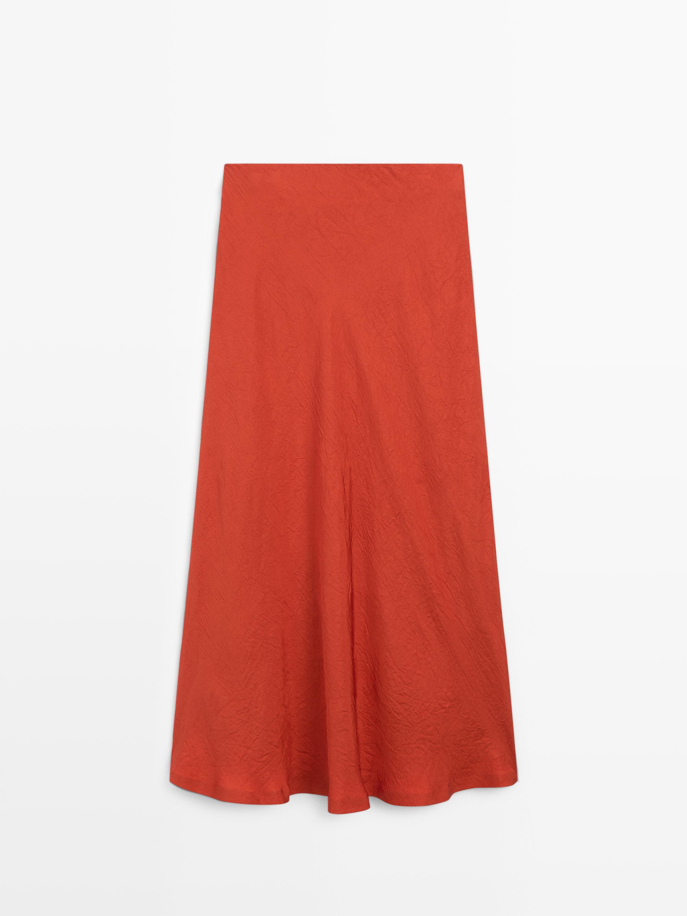 Long flared satin skirt